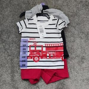 Carter’s Baby 3M Firetruck “Beep Beep” 3-Piece Outfit Set NWT Style #1K446010
